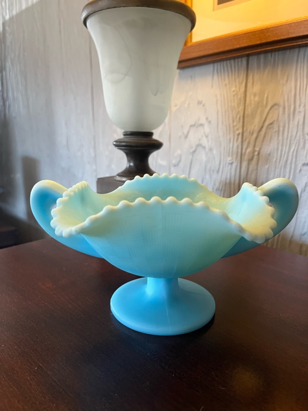 Fenton glass Blue-ish Ruffled Glass